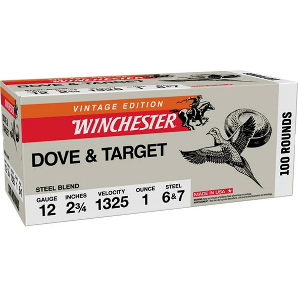 Winchester Dove & Target Steel Shotgun Ammo 12 Ga. 2 3/4 In. 1 Oz. 6 & 7 Blend 100 Rd.