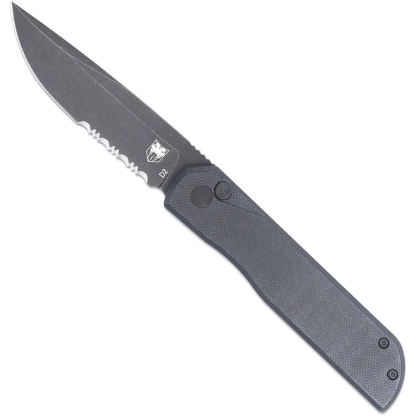 Cobratec Prowler G-10 Block Drop Serrated Knife Folding Blade Black