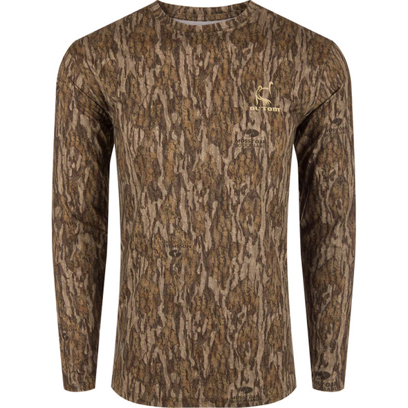Drake Ol' Tom Performance Crew Camo Print Ls Mo Bottomland Large