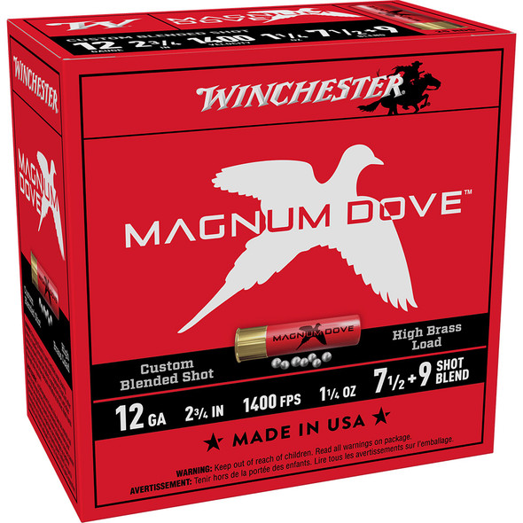 Winchester Magnum Dove Shotgun Ammo 12 Ga. 2 3/4 In. 1 1/4 Oz. 7 1/2 & 9 Blend  25 Rd.