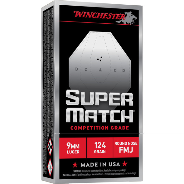 Win Super Match 9mm 124gr Rn 50/500
