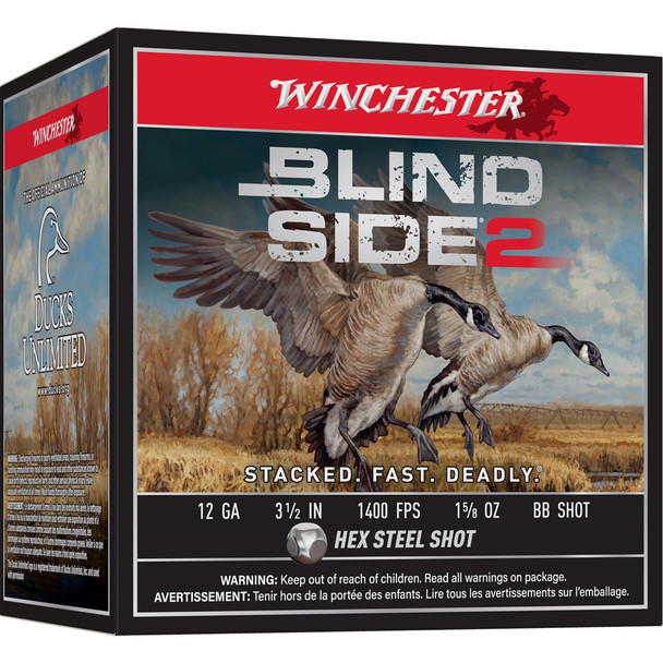 Winchester Blind Side 2 Shotgun Ammo 12 Ga. 3.5 In. 1 5/8 Oz. Hv Bb Shot 25 Rd.