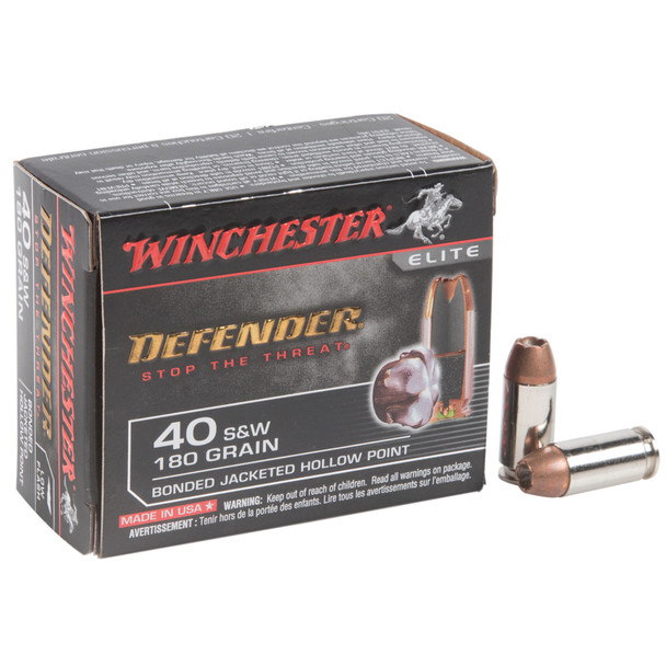 Winchester Defender Pistol Ammo 40 S&w 180 Gr. Jhp 20 Rd.