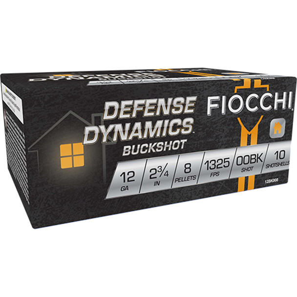 Fiocchi Defense Dynamics Shotgun Ammo 12 Ga. 2.75 In. 8 Pellet 00 Buck 10 Rd.