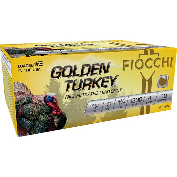 Fiocchi Golden Turkey Shotgun Ammo 12 Ga. 3 In. 1 3/4 Oz. 4 Shot 10 Rd.