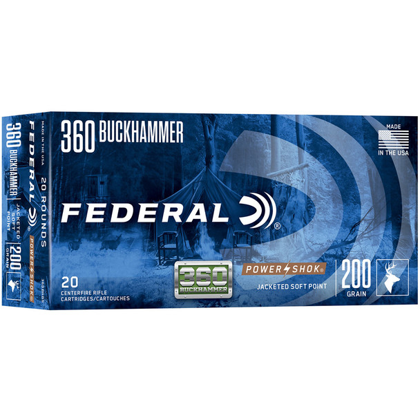 Federal Powershok Rifle Ammo 360 Buckhammer 180 Gr. Powershok 20 Rd.