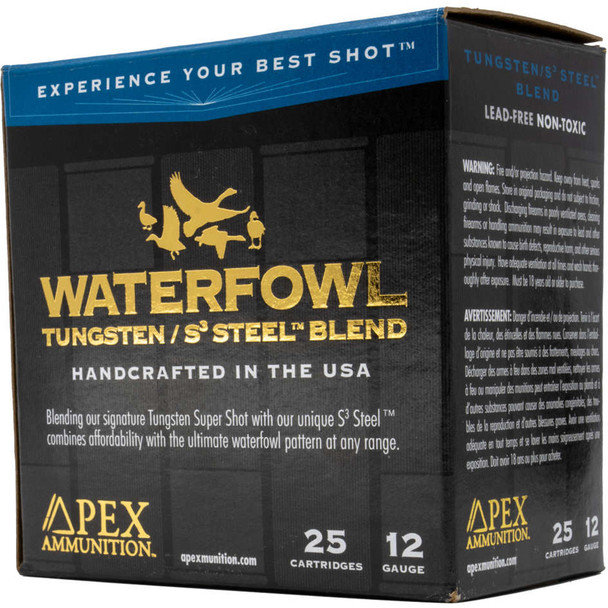 Apex Waterfowl Tss/s3 Steel Blend Shotgun Ammo 12 Ga. 3 In. 1-5/16oz  #bb/#7.5 25 Rd.