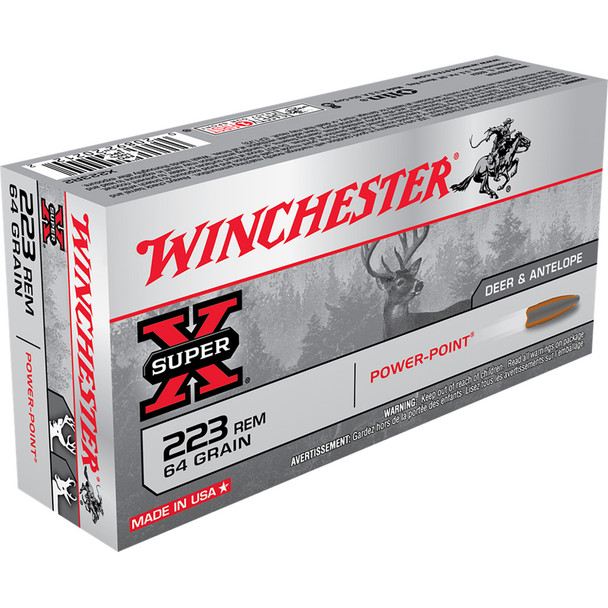 Winchester Super-x Rifle Ammo 223 Rem 64 Gr. Power-point 20 Rd.