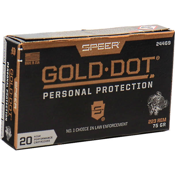 Speer Gold Dot Rifle Ammo 223 Rem. 75 Gr. Speer Gold Dot 20 Rd.