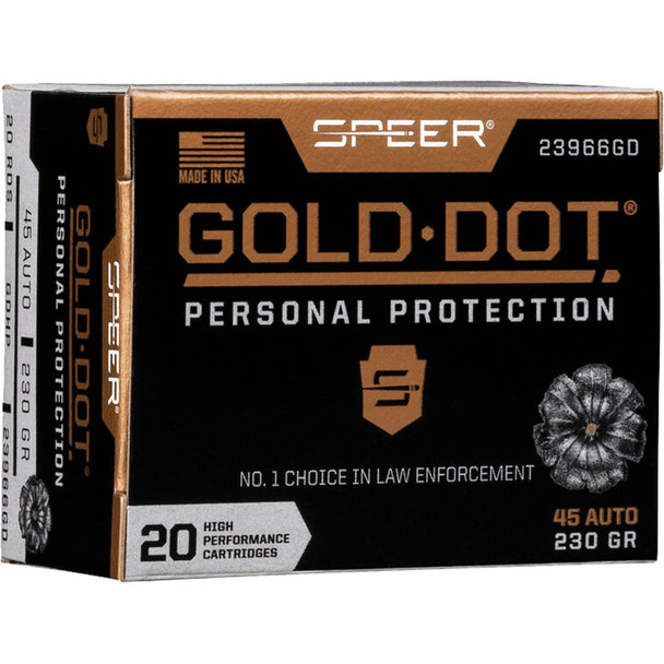 Speer Gold Dot Personal Protection Pistol Ammo 45 Acp 230 Gr. Hp 20 Rd.