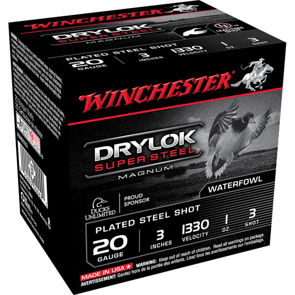 Winchester Drylok Magnum Plated Load 20 Ga. 3 In. 1 Oz. 3 Shot 25 Rd.