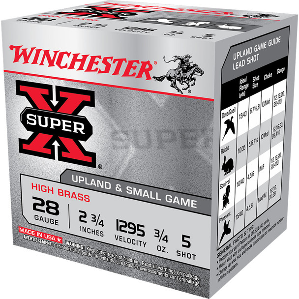 Winchester Super-x High Brass Heavy Game Load 28 Ga. 2.75 In. 3/4 Oz. 5 Shot 25 Rd.