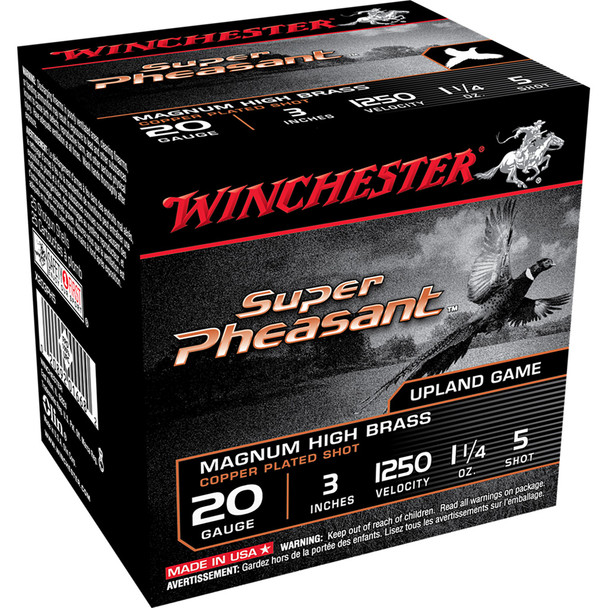 Winchester Super Pheasant Plated High Velocity 20 Ga. 3 In. 1 1/4 Oz. 5 Shot 25 Rd.