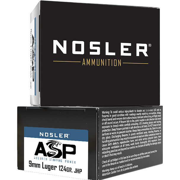 Nosler Asp Handgun Ammo 9mm 124 Gr. Hg Jhp 20 Rd.