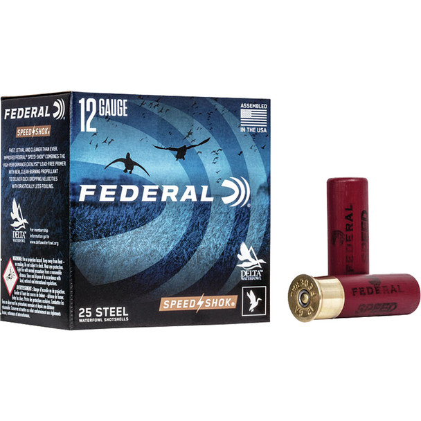 Federal Speed-shok Steel Shotgun Ammo 12 Ga. 3 In. 1 1/8 Oz. 2 Shot High Velocity 25 Rd.