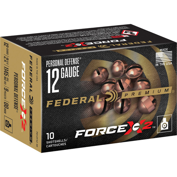 Federal Premium Personal Defense Shotgun Ammo 12 Ga. 2.75 In. 9 Pellets Force X2 00-buck 10 Rd.