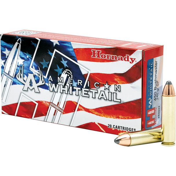 Hornady American Whitetail Rifle Ammo 450 Bushmaster 245 Gr. Interlock 20 Rd.
