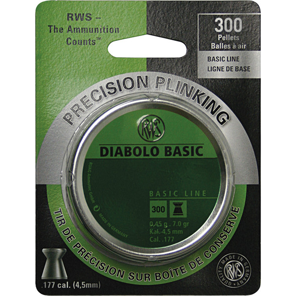 Rws Diabolo Basic Line .177 Pellets 300 Ct.