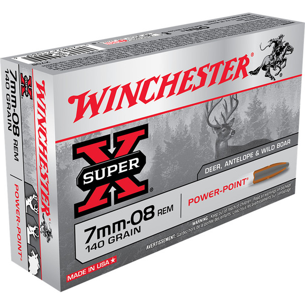 Winchester Super-x Rifle Ammo 7mm-08 Rem 140 Gr. Power-point 20 Rd.
