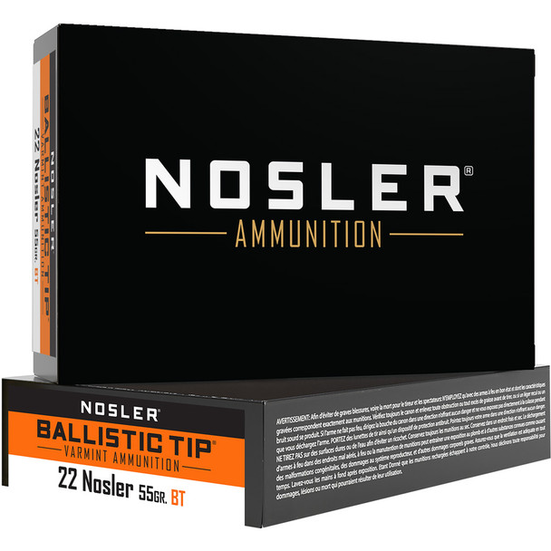 Nosler Varmint Ballistic Tip Rifle Ammunition 22 Nosler 55 Gr. Bt Sp 20 Rd.