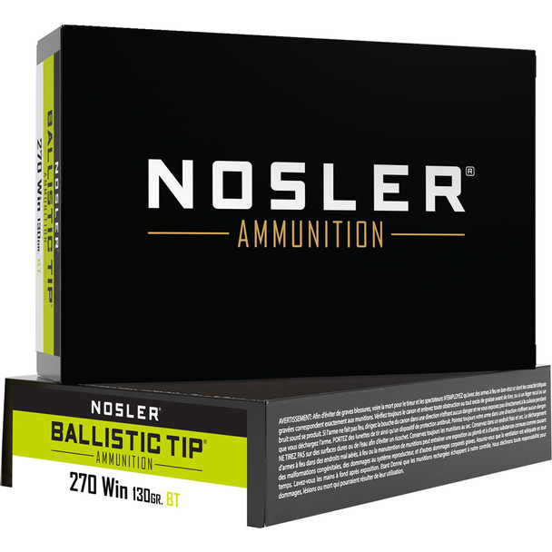 Nosler Ballistic Tip Rifle Ammunition 270 Win. 130 Gr. Bt Sp 20 Rd.