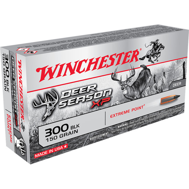 Winchester Deer Season Xp Rifle Ammo 300 Aac Blackout 150gr. Ext Point Polymer 20rd