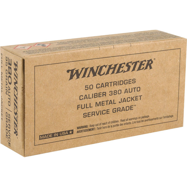 Winchester Service Grade Pistol Ammo 380 Acp 95 Gr. Fmj 50 Rd.