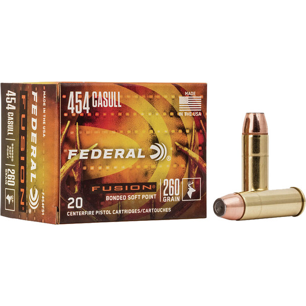 Federal Fusion Pistol Ammo 454 Casull 260 Gr. Fusion Soft Point 20 Rd.
