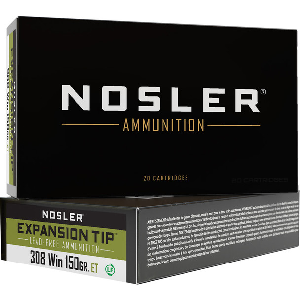 Nosler Expansion Tip Rifle Ammunition 308 Win. 150 Gr. Et Sp 20 Rd.