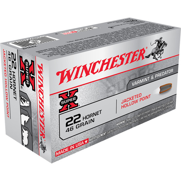 Winchester Super-x Rifle Ammo 22 Hornet 46 Gr. Hollow Point 50 Rd.