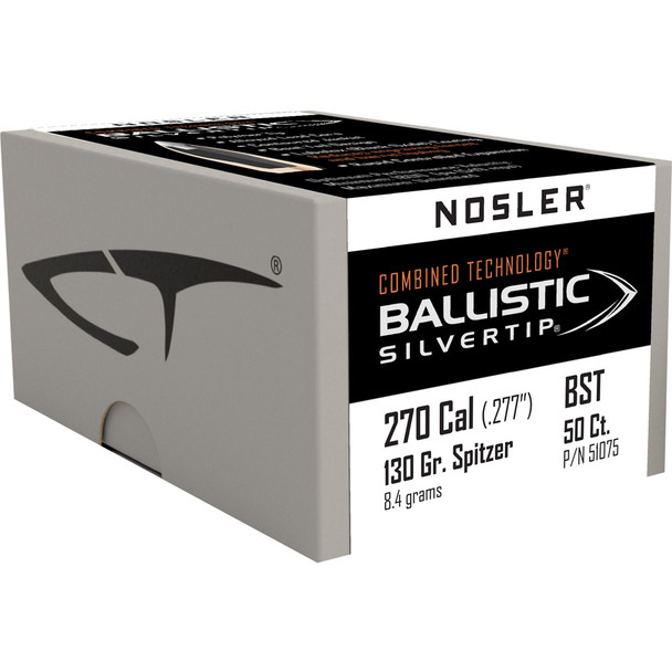 Nosler Ballistic Silvertip Hunting Bullets .270 Cal. 130 Gr. Spitzer Point 50 Pk.