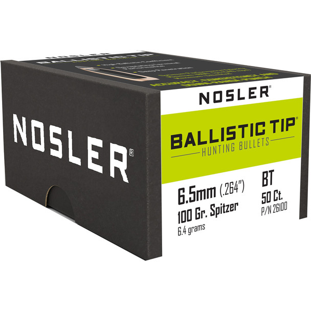 Nosler Ballistic Tip Hunting Bullets 6.5mm 100 Gr. Spitzer Point 50 Pk.