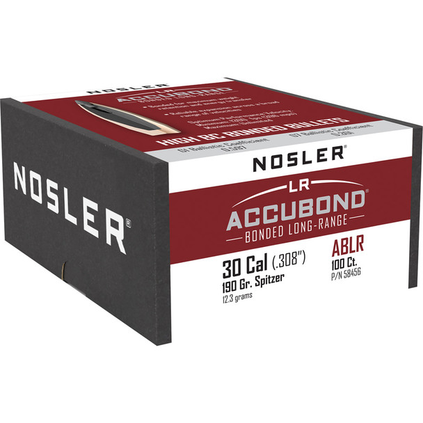 Nosler Accubond Long Range Bullets .30 Cal. 190 Gr. Spitzer Point 100 Pk.