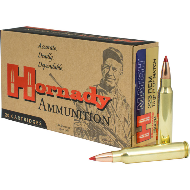 Hornady Match Rifle Ammo 223 Rem. 73 Gr. Eld Match 20 Rd.