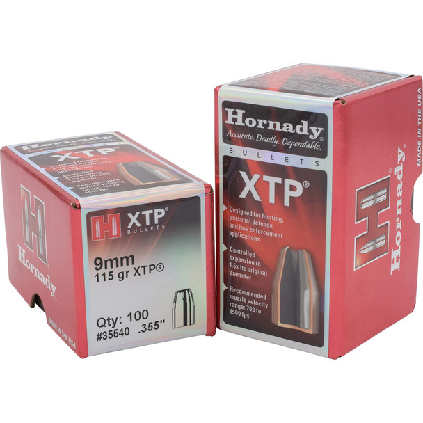 Hornady Hp/xtp Bullets 9 Mm. .355 In. 115 Gr. 100 Pk