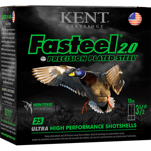 Kent Fasteel Precison Plated Steel Load 12ga. 3 1/2in. 1 1/2oz. Bb 2 25 Rd.