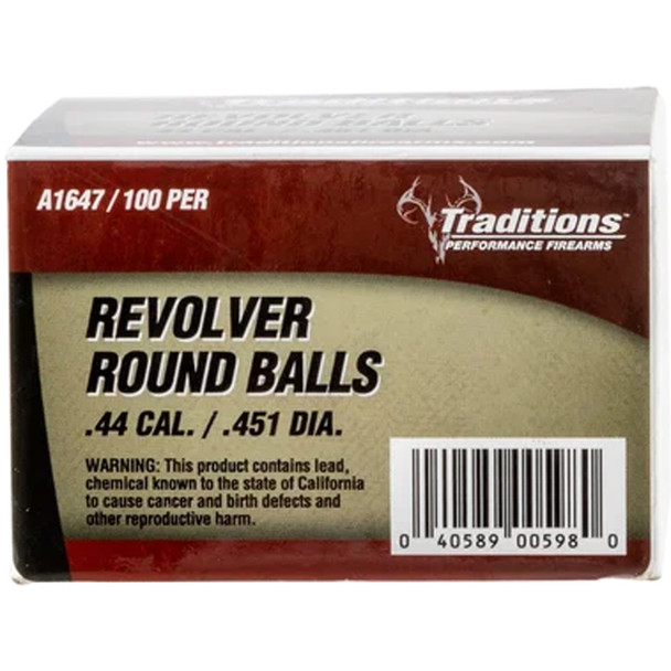 Traditions Revolver Round Balls .44 Cal. - .451 Dia 140 Gr. 100 Pk.