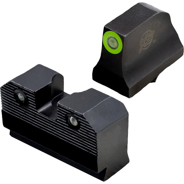 Xs Sights R3d 2.0 Pistol Sights Green Glock Optic/supp 17,19,22-24,26,27,31-36,38
