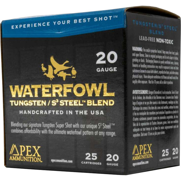 Apex Waterfowl Tss/s3 Steel Blend Shotgun Ammo 20 Ga. 3 In. 1 1/8 Oz. #2 & #7.5 25 Rd.