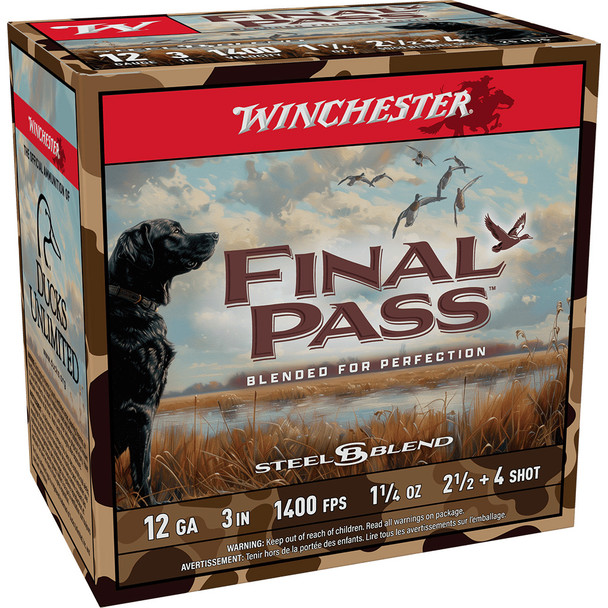 Winchester Final Pass Shotgun Ammo 12 Ga. 3 In. 1 1/4 Oz. 2.5 & 4 Blend 25 Rd.