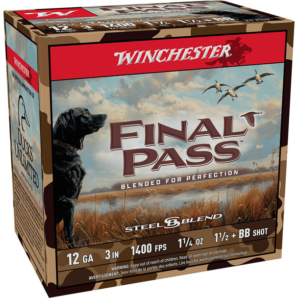 Winchester Final Pass Shotgun Ammo 12 Ga. 3 In. 1 1/4 Oz. Bb & 1.5 Blend 25 Rd.