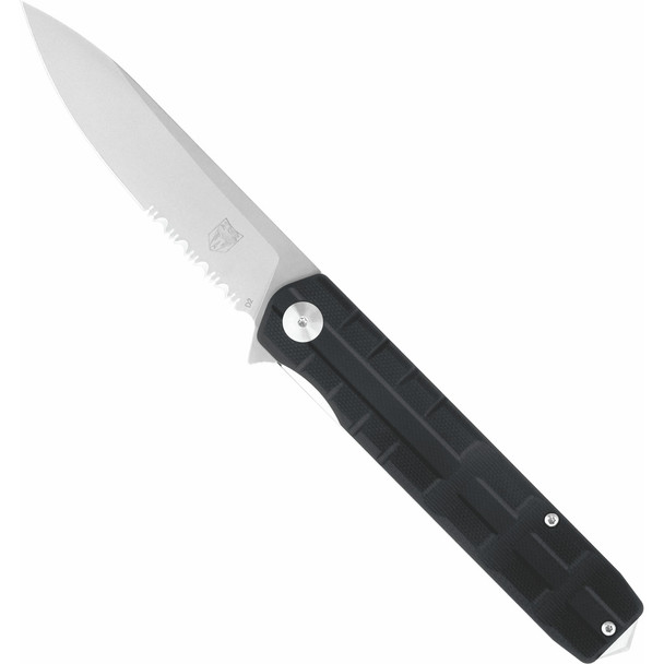 Cobratec Large Kuzio Drop Serrated Folder Knife Folding Blade Black