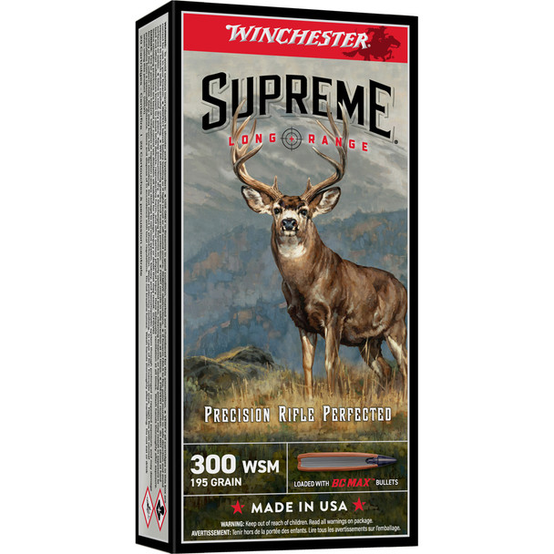 Winchester Supreme Long Range Ammo 300 Wsm 195 Gr. Bc Max 20 Rd.
