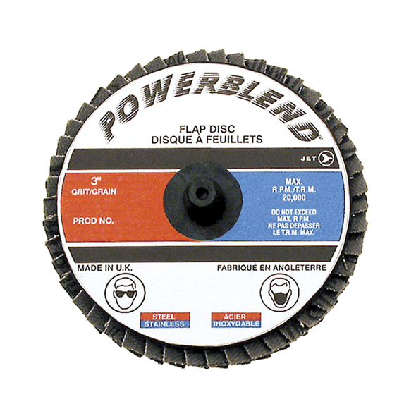 3" Z40 POWERBLEND Roll-on Flap Disc - Type R Mount