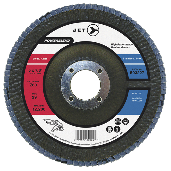 5 x 7/8" Z120 POWERBLEND T29 Zirconia Flap Discs