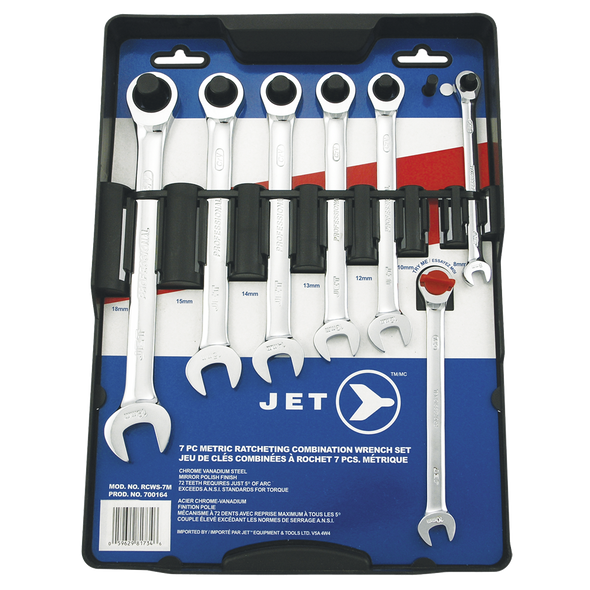 7 PC Long Metric Ratcheting Combination Wrench Set
