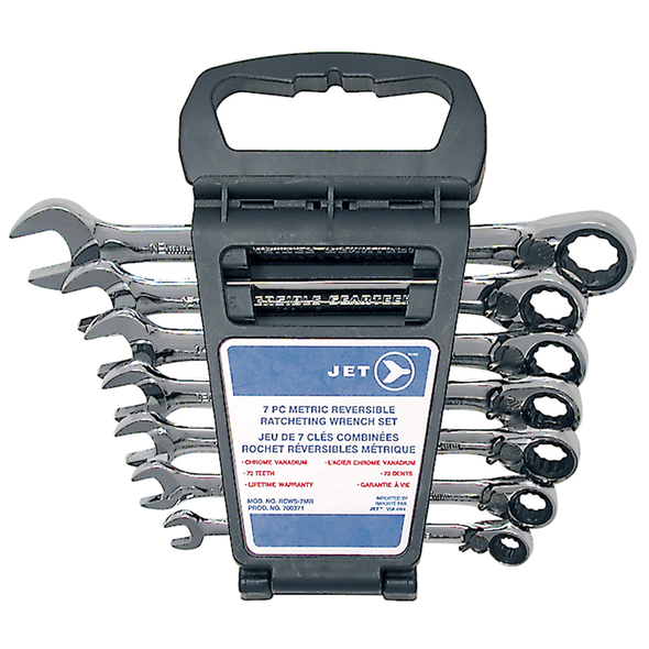 7 PC Long Metric Reversible Ratcheting Combination Wrench Set