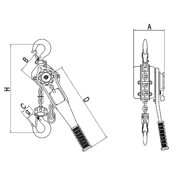 3 Ton 5' Lift KLP Series Lever Chain Hoist - Heavy Duty3 Ton 5' Lift KLP Series Lever Chain Hoist - Heavy Duty
