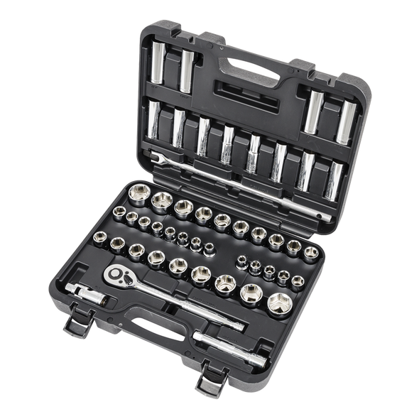ITC 1/2" Drive SAE / Metric Chrome Socket Wrench Set - 49 PC