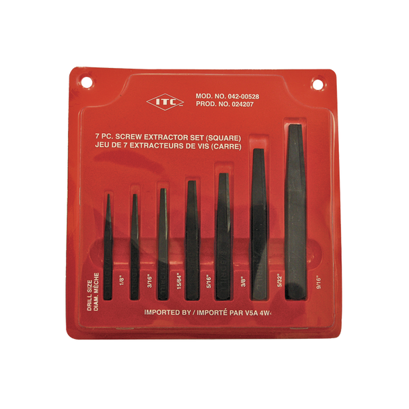 ITC Screw Extractor Set - Square Type - 7 PC